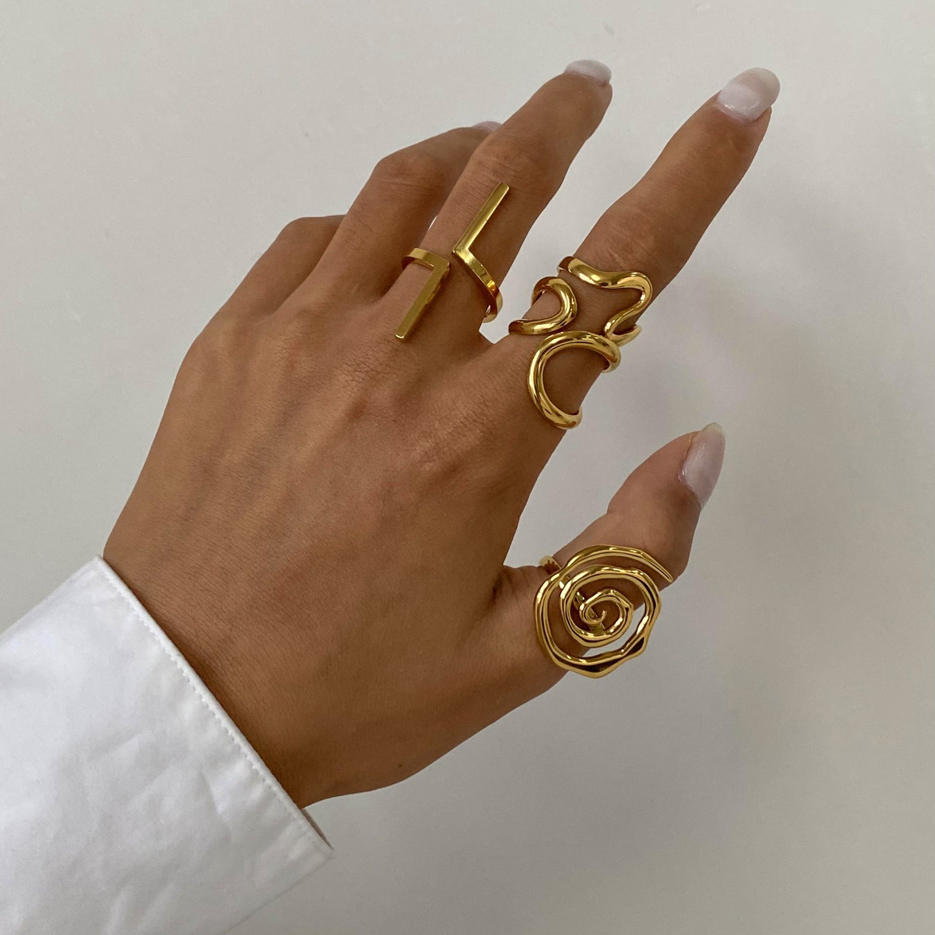 Wholesale Small irregular simple open titanium steel ring